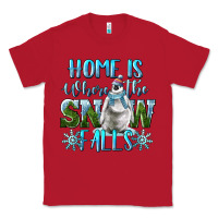 Red Home Is Where The Snow Falls Winter Penguin Classic Tee - LillyAllenDesigns