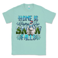 Seafoam Home Is Where The Snow Falls Winter Penguin Classic Tee - LillyAllenDesigns