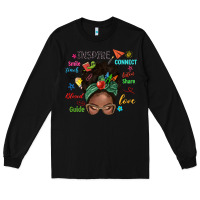 Black afro messy bun teach inspire love teacher blessed Long Sleeve Tee - NancyCooperArtShop
