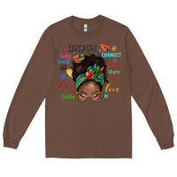 Chestnut afro messy bun teach inspire love teacher blessed Long Sleeve Tee - NancyCooperArtShop