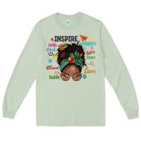 Matcha afro messy bun teach inspire love teacher blessed Long Sleeve Tee - NancyCooperArtShop