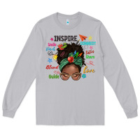 Moon Dust afro messy bun teach inspire love teacher blessed Long Sleeve Tee - NancyCooperArtShop