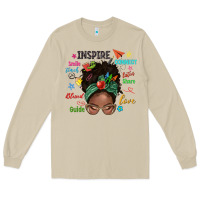 Mushroom afro messy bun teach inspire love teacher blessed Long Sleeve Tee - NancyCooperArtShop