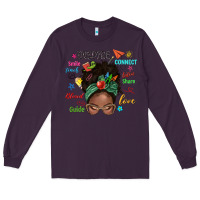 Plum afro messy bun teach inspire love teacher blessed Long Sleeve Tee - NancyCooperArtShop