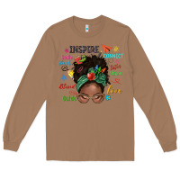Toasted Coconut afro messy bun teach inspire love teacher blessed Long Sleeve Tee - NancyCooperArtShop