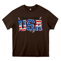 Chocolate Brown land of the free usa Heavy Core Tee - MaliasSmallBusiness