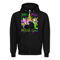 Black little miss mardi gras unicorn  olivia Zipper Hoodie - OliviaCreatesArt