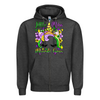 Charcoal Heather little miss mardi gras unicorn  olivia Zipper Hoodie - OliviaCreatesArt