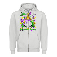 Dove Grey little miss mardi gras unicorn  olivia Zipper Hoodie - OliviaCreatesArt