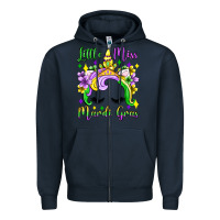 Navy little miss mardi gras unicorn  olivia Zipper Hoodie - OliviaCreatesArt