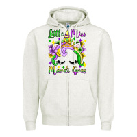 Oatmeal Heather little miss mardi gras unicorn  olivia Zipper Hoodie - OliviaCreatesArt