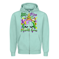 Seafoam little miss mardi gras unicorn  olivia Zipper Hoodie - OliviaCreatesArt