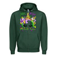 Sports Green little miss mardi gras unicorn  olivia Zipper Hoodie - OliviaCreatesArt