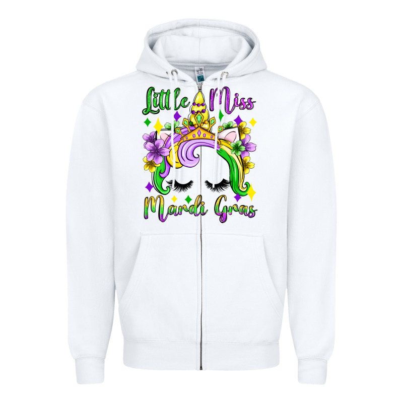 Little Miss Mardi Gras Unicorn  Olivia Zipper Hoodie by OliviaCreatesArt | Teevron
