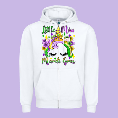 Little Miss Mardi Gras Unicorn  Olivia Zipper Hoodie Designed By Oliviacreatesart