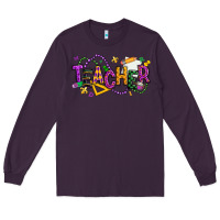 Plum mardi gras teacher Long Sleeve Tee - texasbilliewilder