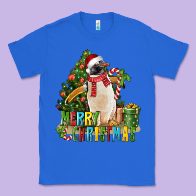 Merry Christmas Penguin Classic Tee Designed By Lillyallendesigns