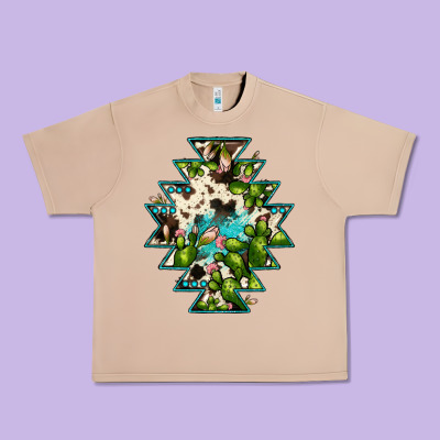 Aztec  Cowhide Cactus Gemstone Urban Heavy Tee Designed By Jahusdesignshop