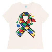Bone autism puzzle ribbon Ladies Tee - MaliasSmallBusiness