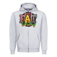 Heather Grey mardi gras fat tuesday Zipper Hoodie - OliviaCreatesArt