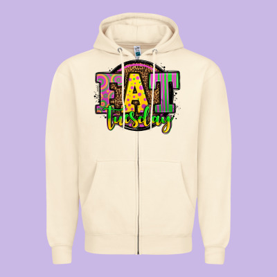 Mardi Gras Fat Tuesday Zipper Hoodie Designed By Oliviacreatesart