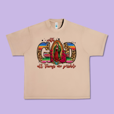 With God All Things Are Possible Lady Of Guadalupe Urban Heavy Tee Designed By Jasminsmagicworld