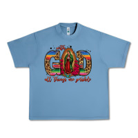 Pebble Blue with god all things are possible lady of guadalupe Urban Heavy Tee - Jasminsmagicworld