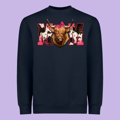Western Highland Cow Mom Heavyweight Sweatshirt Designed By Howdyjamesfarm