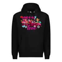 Black Loads of love Valentine's day truck Premium Hoodie - FaDigitalArtStudio
