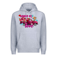 Heather Grey Loads of love Valentine's day truck Premium Hoodie - FaDigitalArtStudio