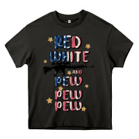 Asphalt red white and pew pew pew Heavy Core Tee - MaliasSmallBusiness
