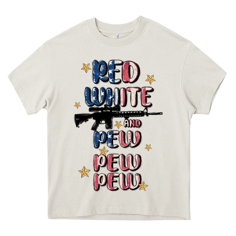 Red White And Pew Pew Pew Heavy Core Tee by MaliasSmallBusiness | Teevron