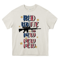 Cream red white and pew pew pew Heavy Core Tee - MaliasSmallBusiness