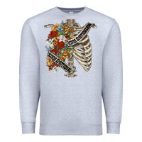 Heather Grey kinda emotionless kinda emotional skeleton chest Premium Sweatshirt - FaDigitalArtStudio