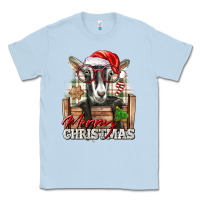 Dusty Blue Merry Christmas Alpine Goat Classic Tee - LillyAllenDesigns