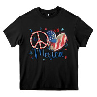 Black peace love 'merica Heavy Core Tee - MaliasSmallBusiness