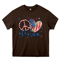Chocolate Brown peace love 'merica Heavy Core Tee - MaliasSmallBusiness