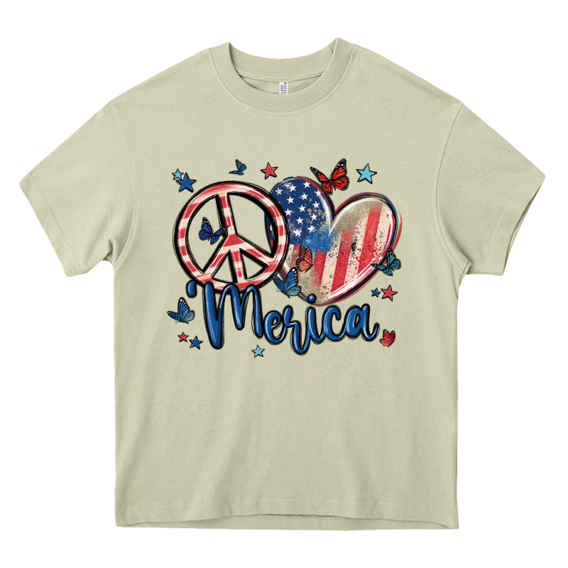 Peace Love 'merica Heavy Core Tee by MaliasSmallBusiness | Teevron