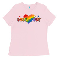 Bubblegum Pink love is love lgbtq Ladies Tee - MaliasSmallBusiness