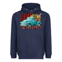 Navy Tis The Season Christmas Truck Heavyweight Hoodie - FaDigitalArtStudio