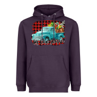 Plum Tis The Season Christmas Truck Heavyweight Hoodie - FaDigitalArtStudio