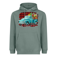 Sage Tis The Season Christmas Truck Heavyweight Hoodie - FaDigitalArtStudio