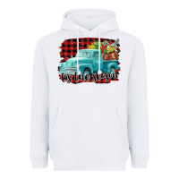 White Tis The Season Christmas Truck Heavyweight Hoodie - FaDigitalArtStudio