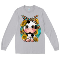 Moon Dust cute cow with sunflower and leopard Long Sleeve Tee - texasbilliewilder