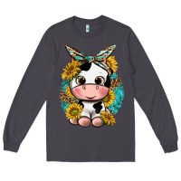 Smoke cute cow with sunflower and leopard Long Sleeve Tee - texasbilliewilder