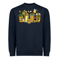 Navy Honey bee coffee cups Heavyweight Sweatshirt - HowdyJamesFarm