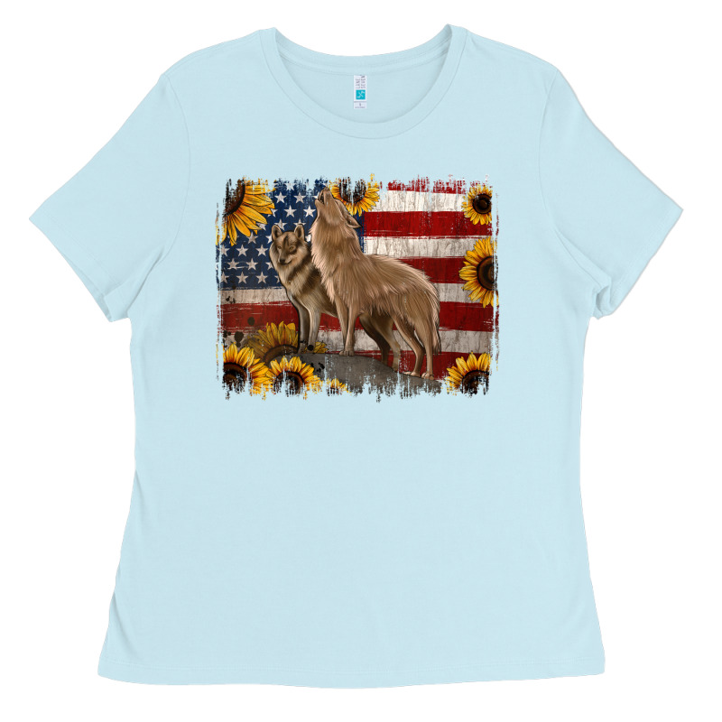 American Th Of July Wolves Ladies Tee by Jasminsmagicworld | Teevron