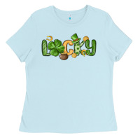 Baby Blue lucky st patrick s day Ladies Tee - MaliasSmallBusiness