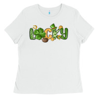 White lucky st patrick s day Ladies Tee - MaliasSmallBusiness