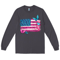 Smoke american flag breast cancer with ribbon Long Sleeve Tee - texasbilliewilder